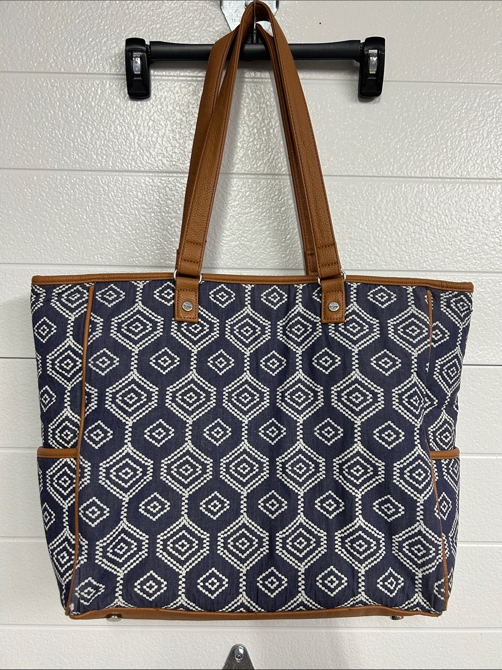 thirty-one Navy and Brown Geometric Tote
